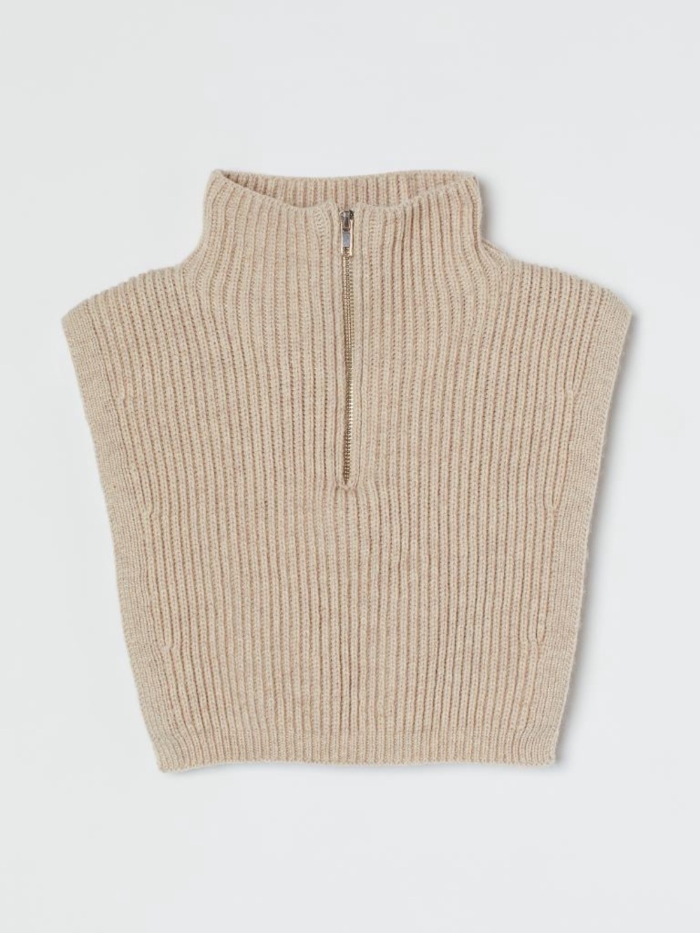H&M Beige Ribbed Half-Zip Turtleneck Vest